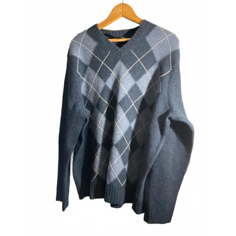 Banana Republic Men's Argyle V-Neck Wool/Cashmere Sweater XL